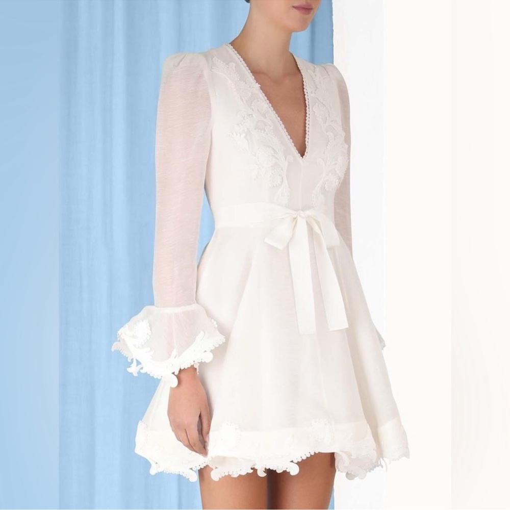 Zimmermann Wonderland Belted Appliqué Minidress, AU 1 US 4. Price is firm